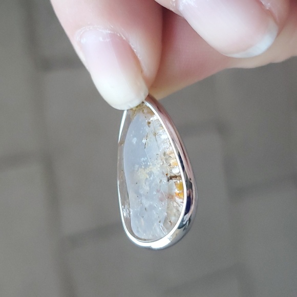New Natural Rutilated Quartz Teardrop Silver Pendant. - Picture 12 of 16